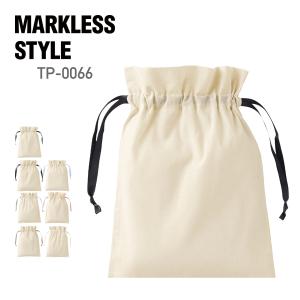 ポーチ 無地 MARKLESS STYLE マークレススタイル コットンカラーリボン巾着（M） TP-0066 男女兼用 収納 整理 整頓 小物入れ メイクポーチ 綿 コットン