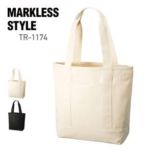 トート バッグ 無地 MARKLESS STYLE マークレススタイル オーガニックコットン キャンバスライントート TR-1174 男女兼用 お出かけ 通勤 通学 環境 エコ SDGs｜t-shirtst