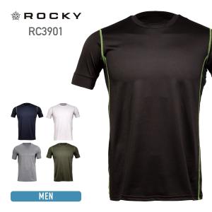インナーシャツ メンズ 接触冷感 速乾 ROCKY ロッキー 半袖コンプレッション rc3901 インナーウェア 吸汗消臭 抗菌 UVカット 作業服 作業着 白 黒 など S-XL