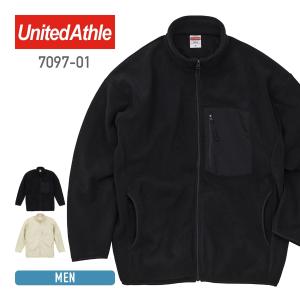 アウター メンズ 無地 長袖 United Athle ユナイテッドアスレ マイクロフリース フルジップ スタンド ジャケット (一重)  7097-01 709701 男女兼用 M L XL LL｜t-shirtst