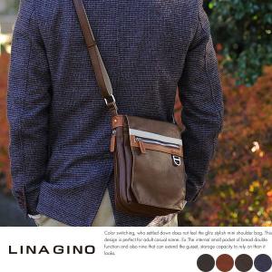 メンズ ミニショルダーバッグ 縦型 LINA GINO MOKA カジュアル 斜めがけ 合皮 フェイクレザー｜t-style