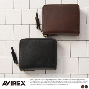 財布 メンズ 二つ折り イタリアンレザー AVIREX 二つ折り財布 ラウンドファスナー BEIDE 本革 シンプル 大人 男性 ビジネス｜t-style