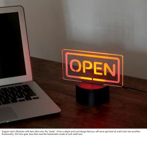 インテリア ライト おしゃれ USB電源 アクリルLEDライト 7色 OPEN  間接照明 ルームライト 寝室 オブジェ 北欧 雑貨 デスク テーブル｜t-style