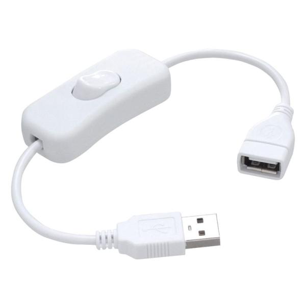 KAUMO スイッチ付き USB電源コード 28cm (USBオス/USBメス) 給電・充電のみ ロ...
