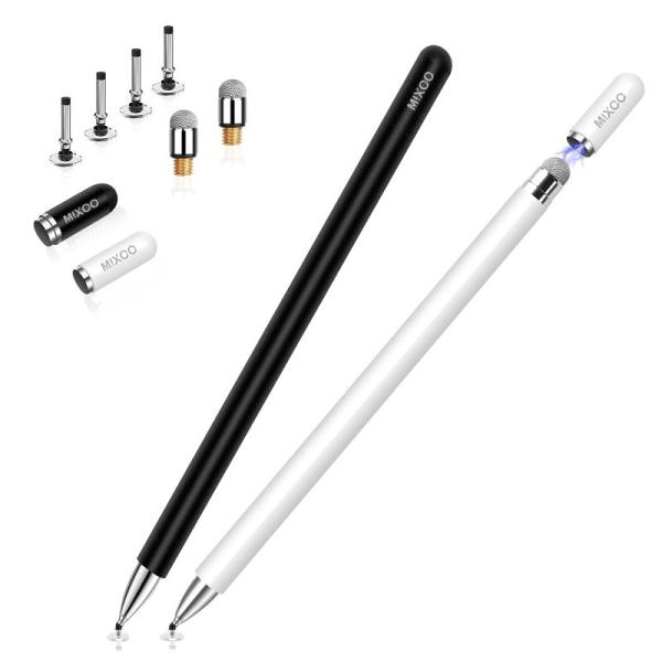 Mixoo スタイラスペン タッチペン 2本セット黒/白 2Wayモデル 交換式 ペン先6個 ipa...