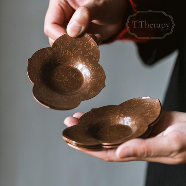 銅 茶托  ティートレイ（ ベゴニア ・海棠 ）