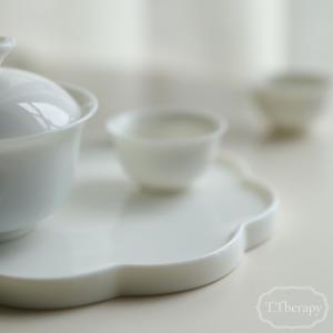 白磁 干泡台 茶盤 トレイ お盆 茶承 壺承(花型)の詳細画像4