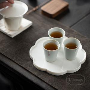 白磁 干泡台 茶盤 トレイ お盆 茶承 壺承(花型)の詳細画像5