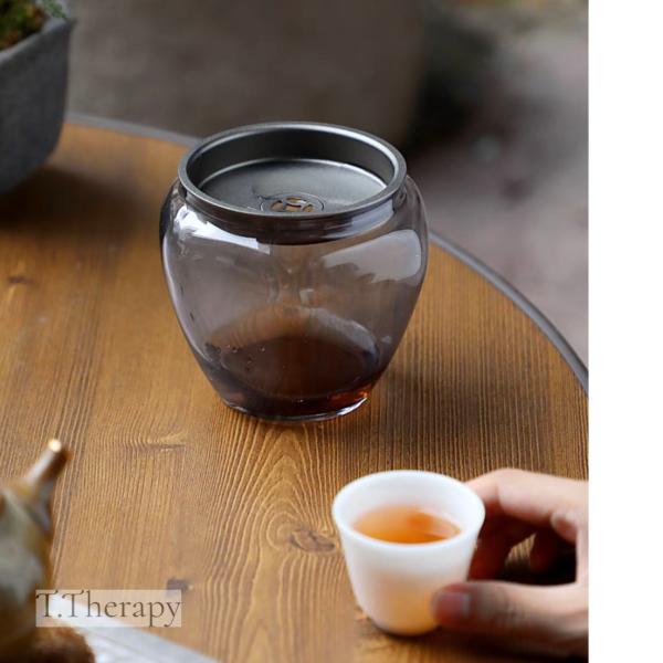 耐熱硝子 茶こぼし ガラス 建水 けんすい 水盂 （灰色）