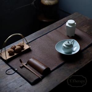 防水テーブルランナー  台湾茶道具 茶席 マット（若葉色+白 2m） 2枚セット 防水テーブルランナー カビに強い 中国茶 台湾茶道具 茶席 マット