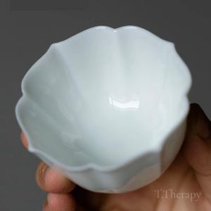 中国茶器 台湾茶 茶杯 品茗杯 ちゃわん 豆茶わん （青白磁 花びら