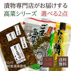 九州産高菜使用 辛子高菜 高菜漬 ごま高菜 選べる2袋(辛子/明太/ごま/高菜漬) たかな漬 漬物 お試し用 福岡 ポイント消化 送料無料｜t-yokoo