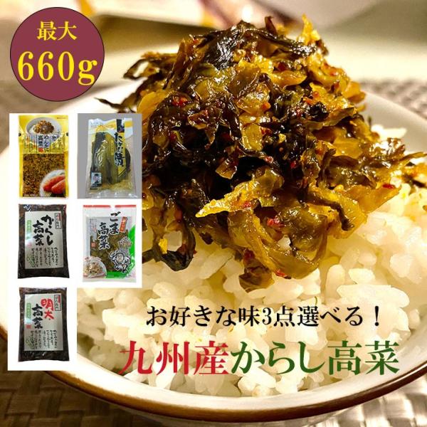 辛子高菜 選べる3袋(辛子/明太/贅沢明太/ごま高菜/たかな漬) 最大660g(220g×3袋) か...