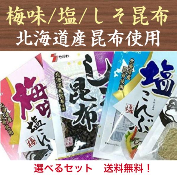 1000円ポッキリ 佃煮セット 昆布(梅味塩こんぶ/しそ昆布/塩こんぶ) 北海道産昆布使用 組み合わ...