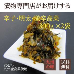 九州産高菜使用 辛子高菜 選べる2袋(辛子/明太/激辛高菜) 600g(300g×2袋) からし高菜 激辛 漬物 福岡 博多 国産 ポイント消化 送料無料｜t-yokoo