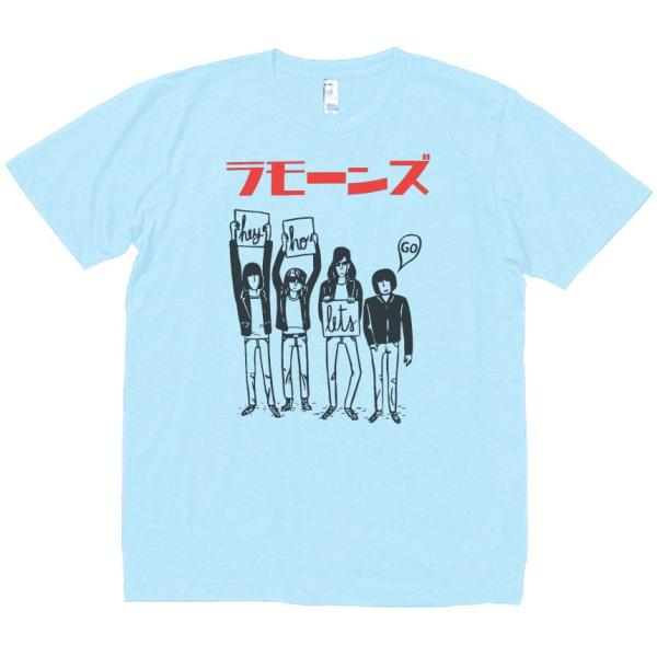 音楽・バンド・ロック・シネマ　 Tシャツ　カタカナ　RAMONES　ラモーンズ　水色