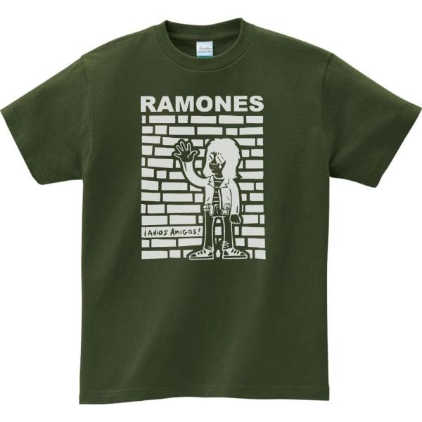 バンド　ロック Tシャツ　RAMONES　アーミーグリーン