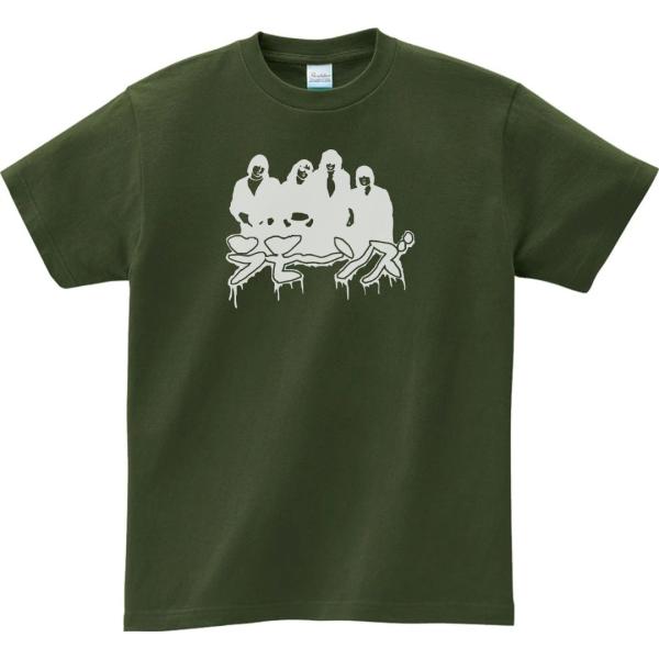 バンド　ロック Tシャツ　カタカナ　RAMONES　ラモーンズ　アーミーグリーン