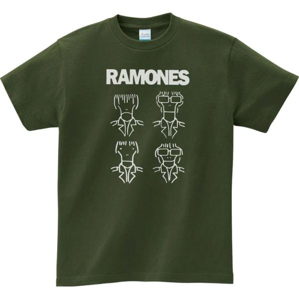 バンド　ロック Tシャツ　RAMONES　アーミーグリーン