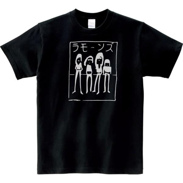バンド　ロック Tシャツ　カタカナ　ラモーンズ２　ブラック