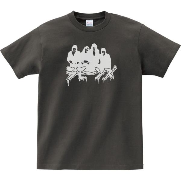 バンド　ロック Tシャツ　カタカナ　RAMONES　ラモーンズ　チャコール