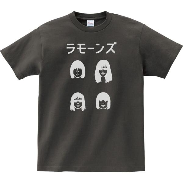バンド　ロック Tシャツ　カタカナ　RAMONES　ラモーンズ２　チャコール