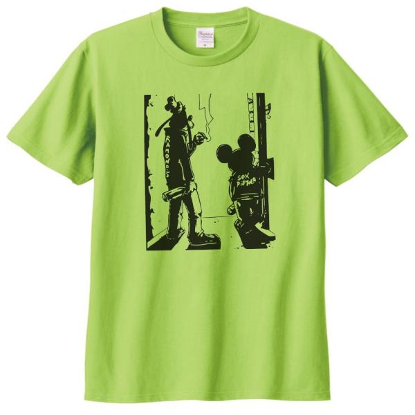 音楽・バンド・ロック・シネマ　 Tシャツ　RAMONES &amp; SEX PISTOLS　ライトグリーン