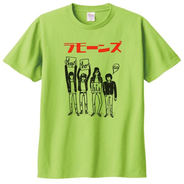 音楽・バンド・ロック・シネマ　 Tシャツ　カタカナ　RAMONES　ラモーンズ　ライトグリーン