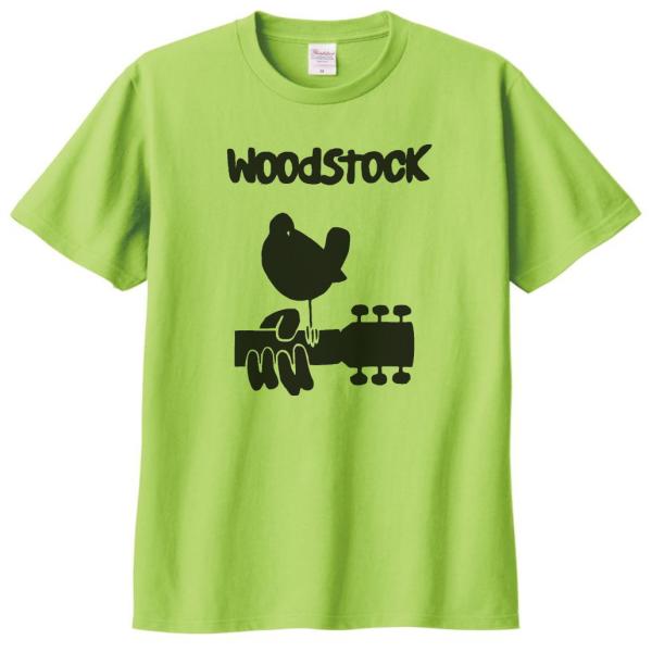 音楽・バンド・ロック・シネマ　 Tシャツ　WOODSTOCK　ライトグリーン