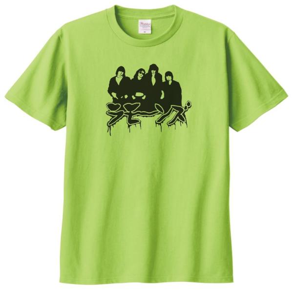 バンド　ロック Tシャツ　カタカナ　RAMONES　ラモーンズ　ライトグリーン