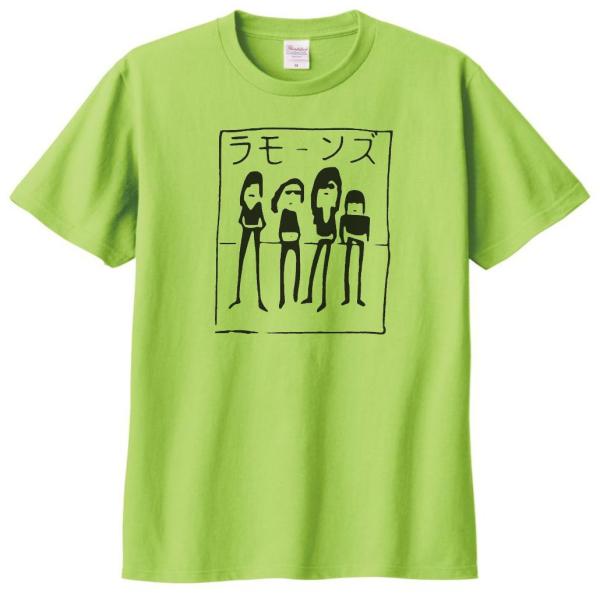 バンド　ロック Tシャツ　カタカナ　ラモーンズ２　ライトグリーン