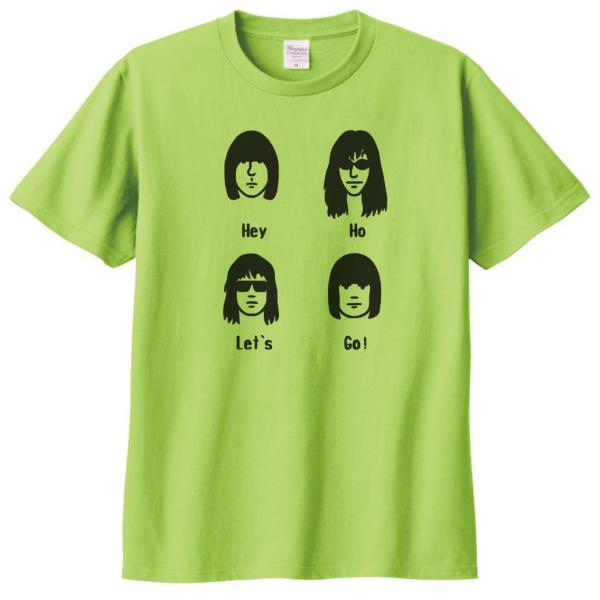バンド　ロック Tシャツ　RAMONES  Hey Ho Let's Go!　ライトグリーン