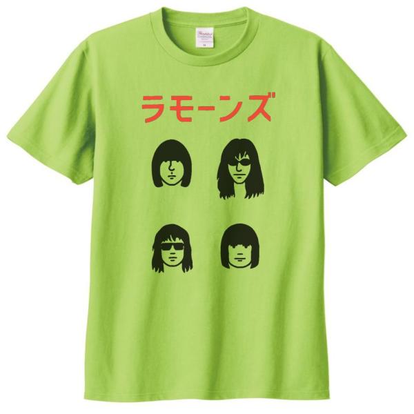 バンド　ロック Tシャツ　カタカナ　RAMONES　ラモーンズ２　ライトグリーン