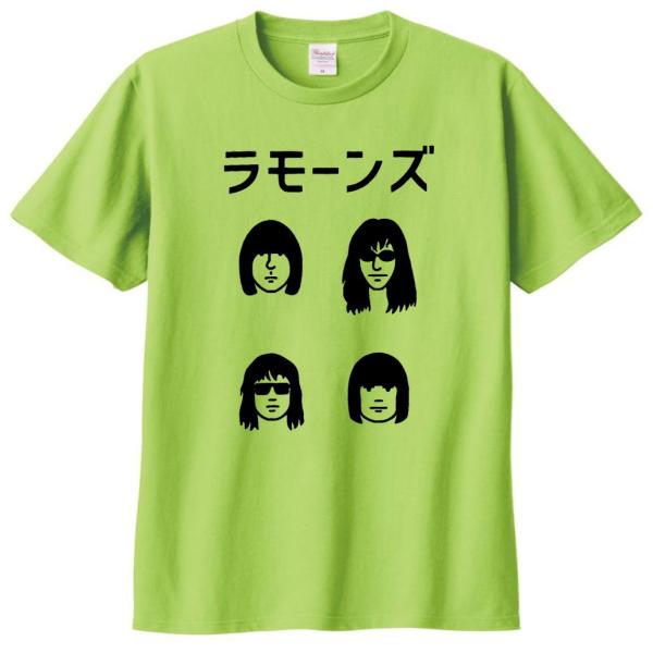 バンド　ロック Tシャツ　カタカナ　RAMONES　ラモーンズ２　ライトグリーン