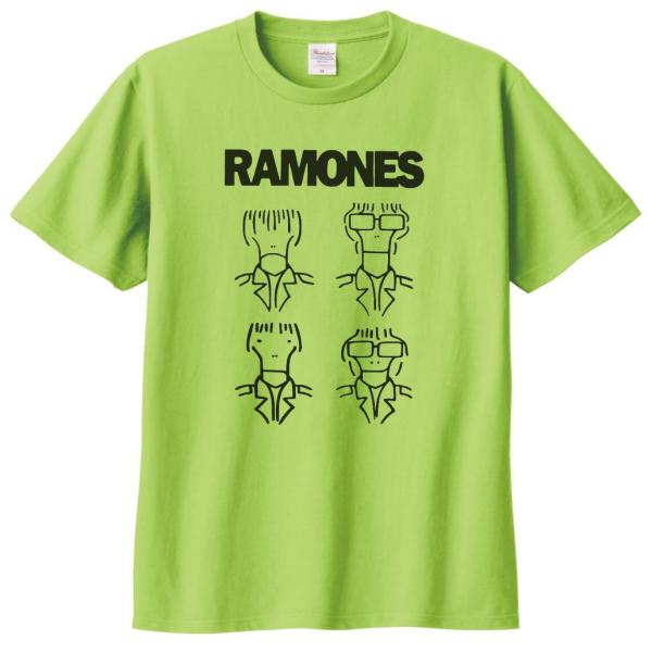 バンド　ロック Tシャツ　RAMONES　ライトグリーン