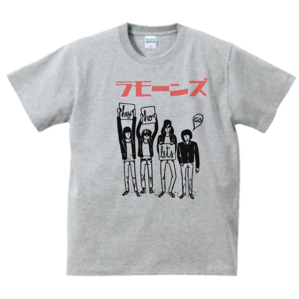 音楽・バンド・ロック・シネマ　 Tシャツ　カタカナ　RAMONES　ラモーンズ　グレー