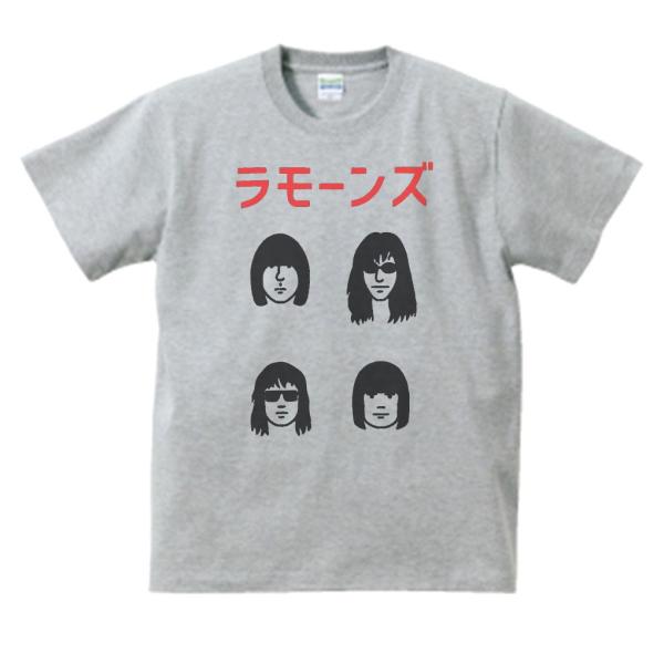 バンド　ロック Tシャツ　カタカナ　RAMONES　ラモーンズ２　グレー