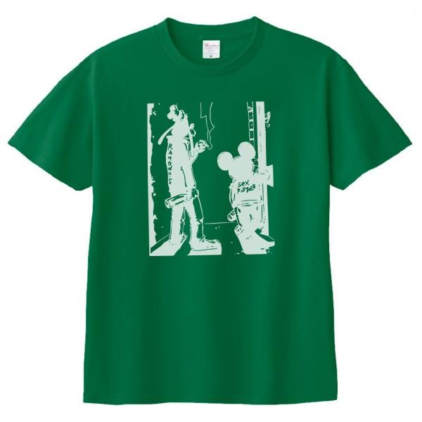 音楽・バンド・ロック・シネマ　 Tシャツ　RAMONES &amp; SEX PISTOLS　グリーン
