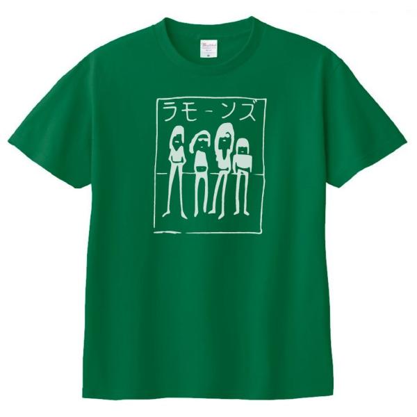 バンド　ロック Tシャツ　カタカナ　ラモーンズ２　グリーン