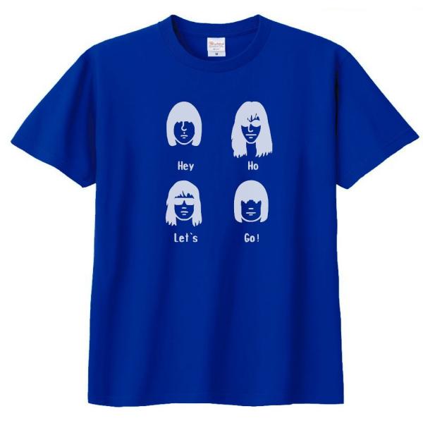 バンド　ロック Tシャツ　RAMONES  Hey Ho Let's Go!　ロイヤルブルー