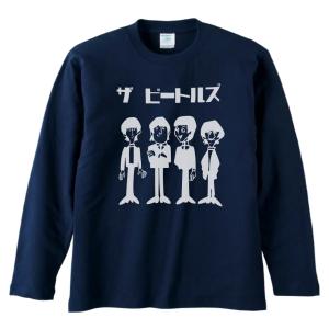 音楽 バンド 長袖 ロングスリーブ Tシャツ ネイビーSMASHING PUMPKINS