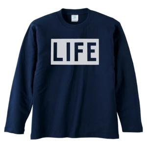 おもしろ デザイン MAZE 迷路 長袖 ロングスリーブ Tシャツ ネイビー