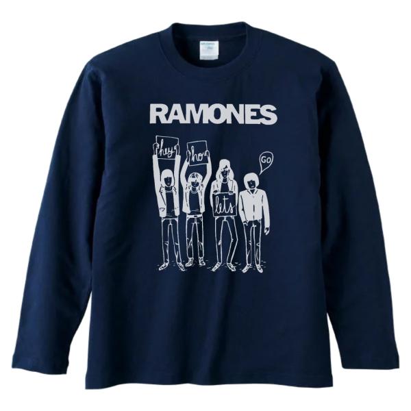 音楽　バンド　RAMONES　長袖　ロングスリーブ　Tシャツ　ネイビー