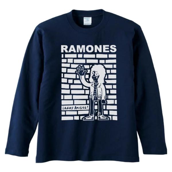 バンド　ロック　RAMONES　長袖　ロングスリーブ　Tシャツ　ネイビー