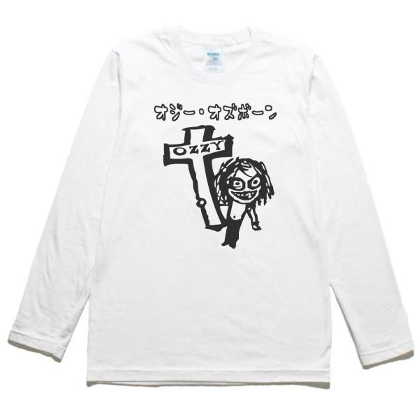 バンド　ロック　カタカナ　OZZY　オジーオズボーン　長袖　ロングスリーブ　Tシャツ　白