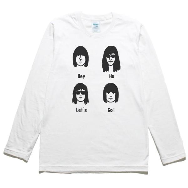 バンド　音楽　RAMONES  Hey Ho Let's Go!　長袖　ロングスリーブ　Tシャツ　白