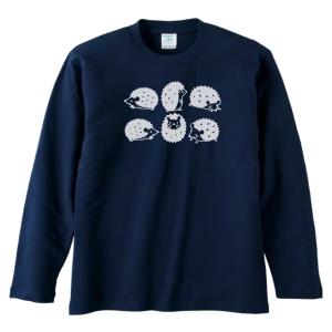 動物 生き物 クマ 熊 長袖 ロングスリーブ Tシャツ ネイビー : Tシャツ