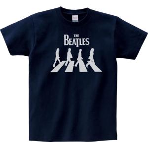 音楽・バンド・ロック・シネマ　 Tシャツ　THE BEATLES  ビートルズ　ダークネイビー｜t1500