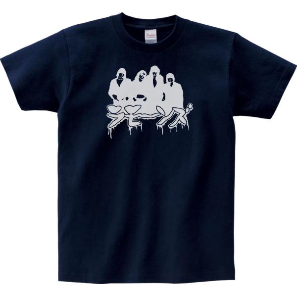 バンド　ロック Tシャツ　カタカナ　RAMONES　ラモーンズ　ダークネイビー