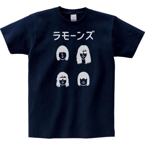 バンド　ロック Tシャツ　カタカナ　RAMONES　ラモーンズ２　ダークネイビー